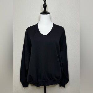Vintage St. Croix Merino 100% Wool‎ Knit V-neck Pull over Sweater Men's M Black